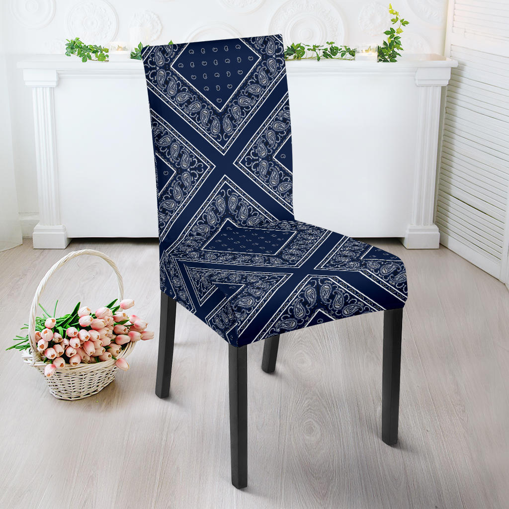 Navy Blue Bandana Dining Chair Covers