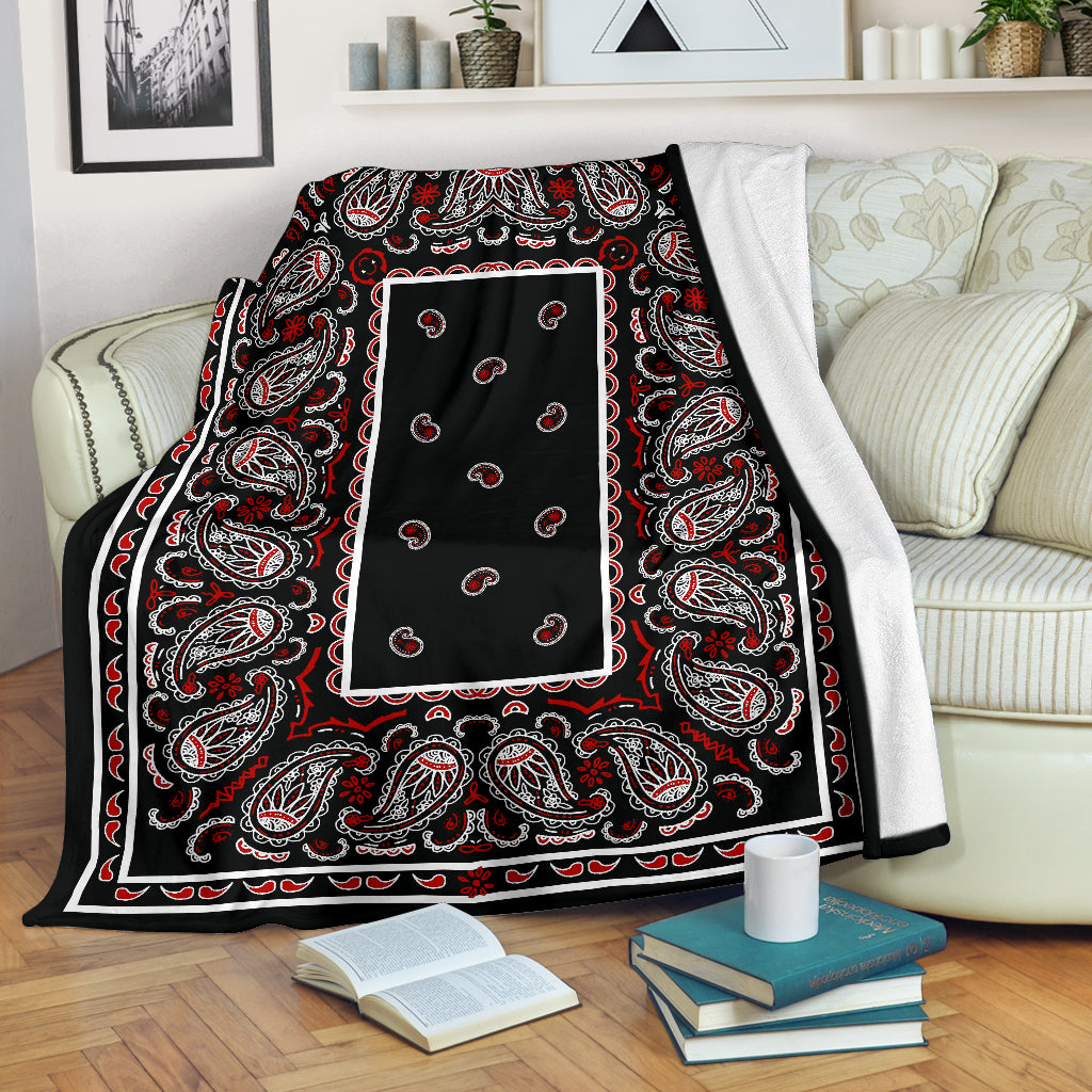 Black and Red Bandana Throw Blanket