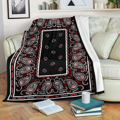 Black and Red Bandana Throw Blanket