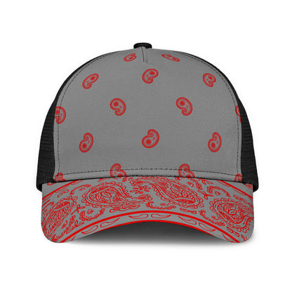 Gray and Red Bandana Overload Mesh Back Cap