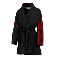 black and red women's robe