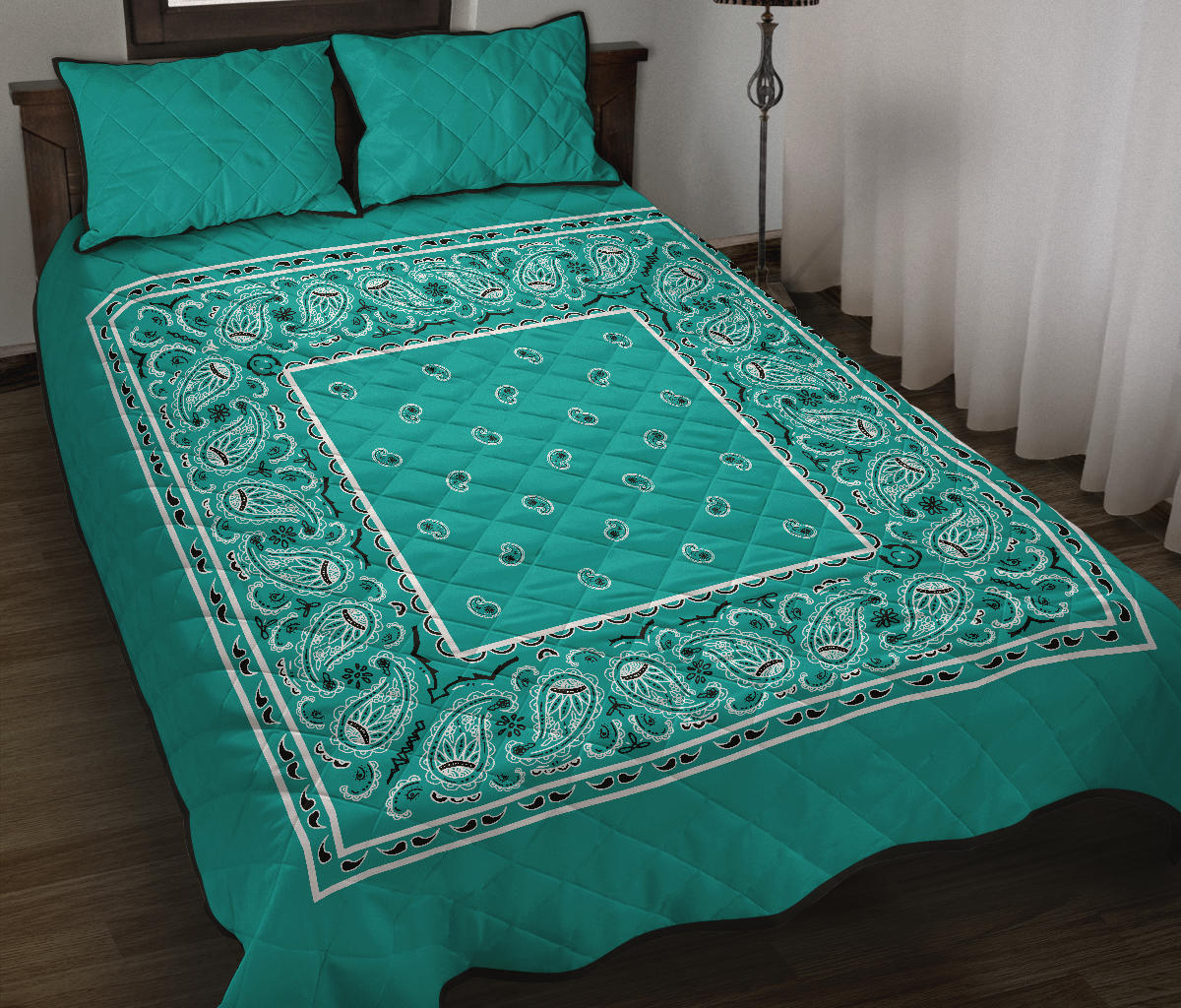 Quilt Set - Turquoise Bandana Quilt w/Shams