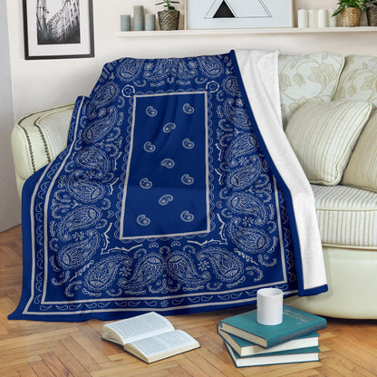 Blue and Grey Bandana Throw Blanket