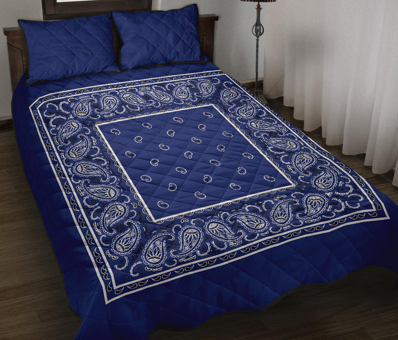 Royal Blue Bandana Bed Quilts with Shams