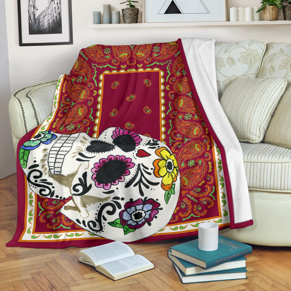 Ultra Plush Vino Sugar Skull Throw Blanket