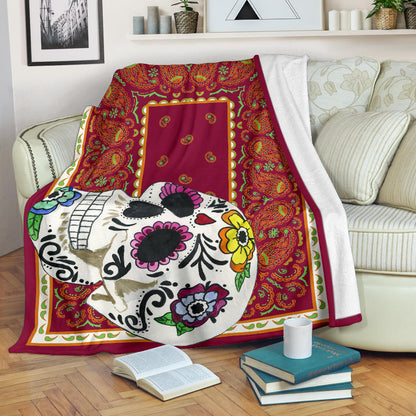 Ultra Plush Vino Sugar Skull Throw Blanket