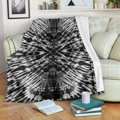 Black and White Tie Dye Fleece Throws