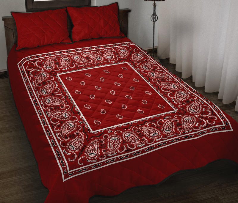 Maroon Bandana Bed Quilts with Shams