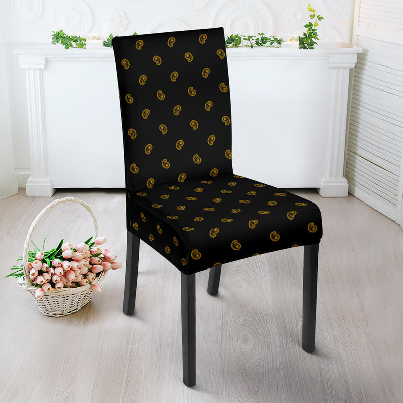 Black Gold Bandana Dining Chair Cover