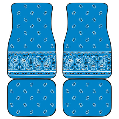 Quad Sky Blue Bandana Car Mats - Fancy