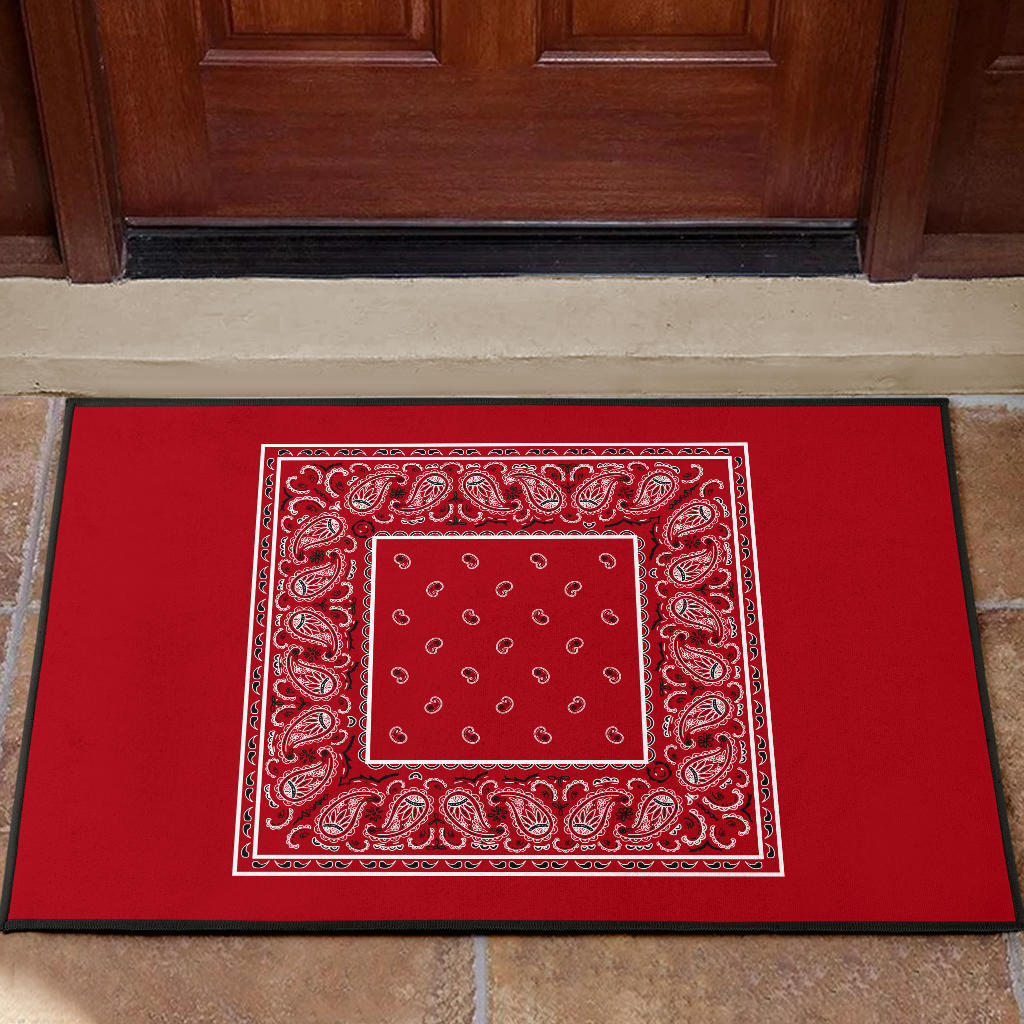 red bandana welcome mat