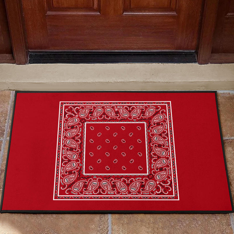 red bandana welcome mat