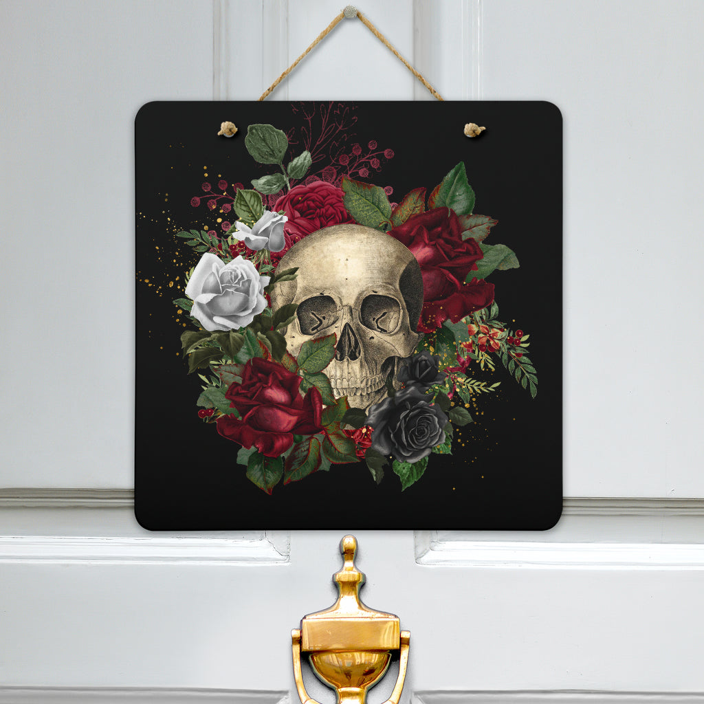 Skulls and Roses Door Sign