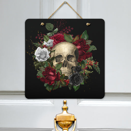 Skulls and Roses Door Sign