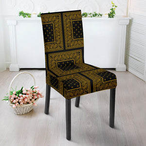 Black Gold Bandana Dining Chair Slipcovers