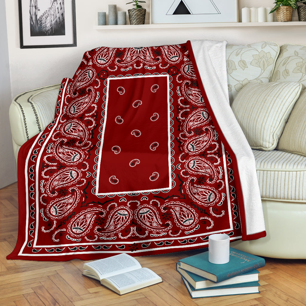 Maroon Red Bandana Throw Blanket