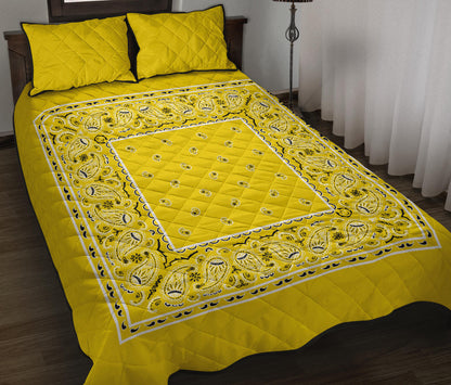 Quilt Set - Sunshine Yellow Bandana Bed Quilt w/Shams