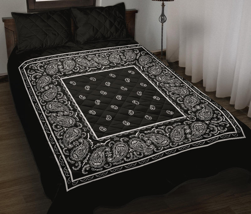 Black Bandana Bed Quilts with Shams