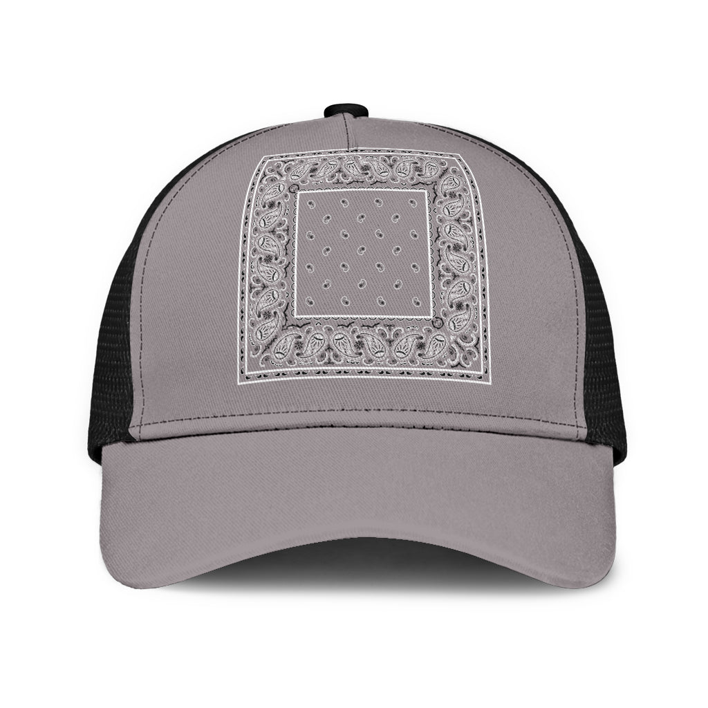 Classic Gray Bandana Simple Mesh Back Cap