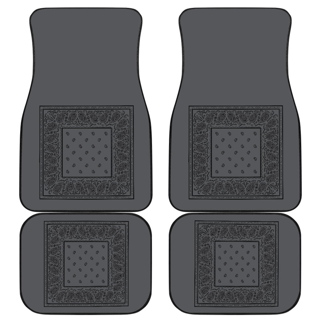 Quad Black and Gray Bandana Car Mats - Minimal