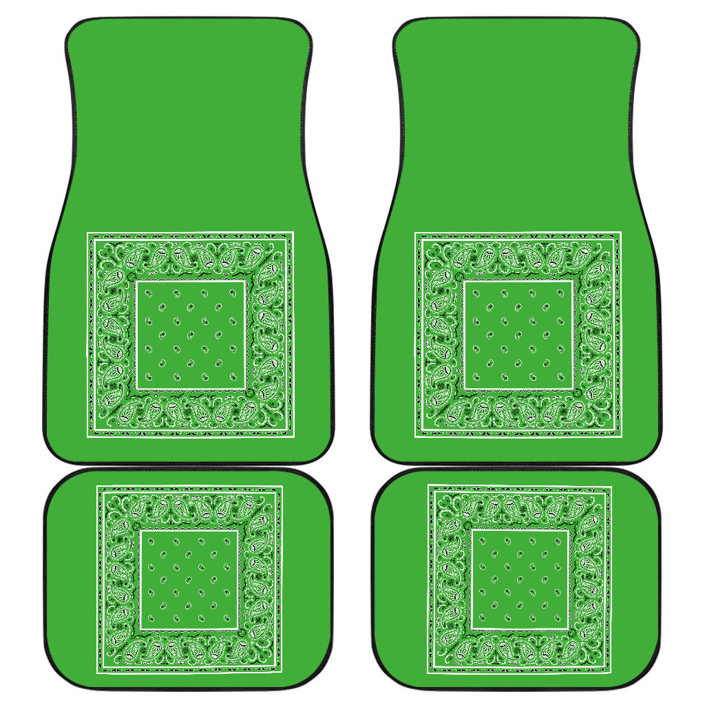 Quad Lime Green Bandana Car Floor Mats - Minimal