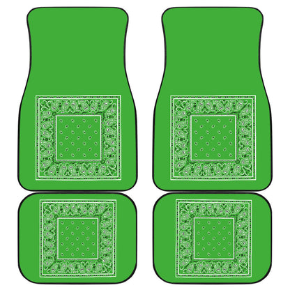 Quad Lime Green Bandana Car Floor Mats - Minimal