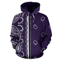 royal purple bandana zip hoodie