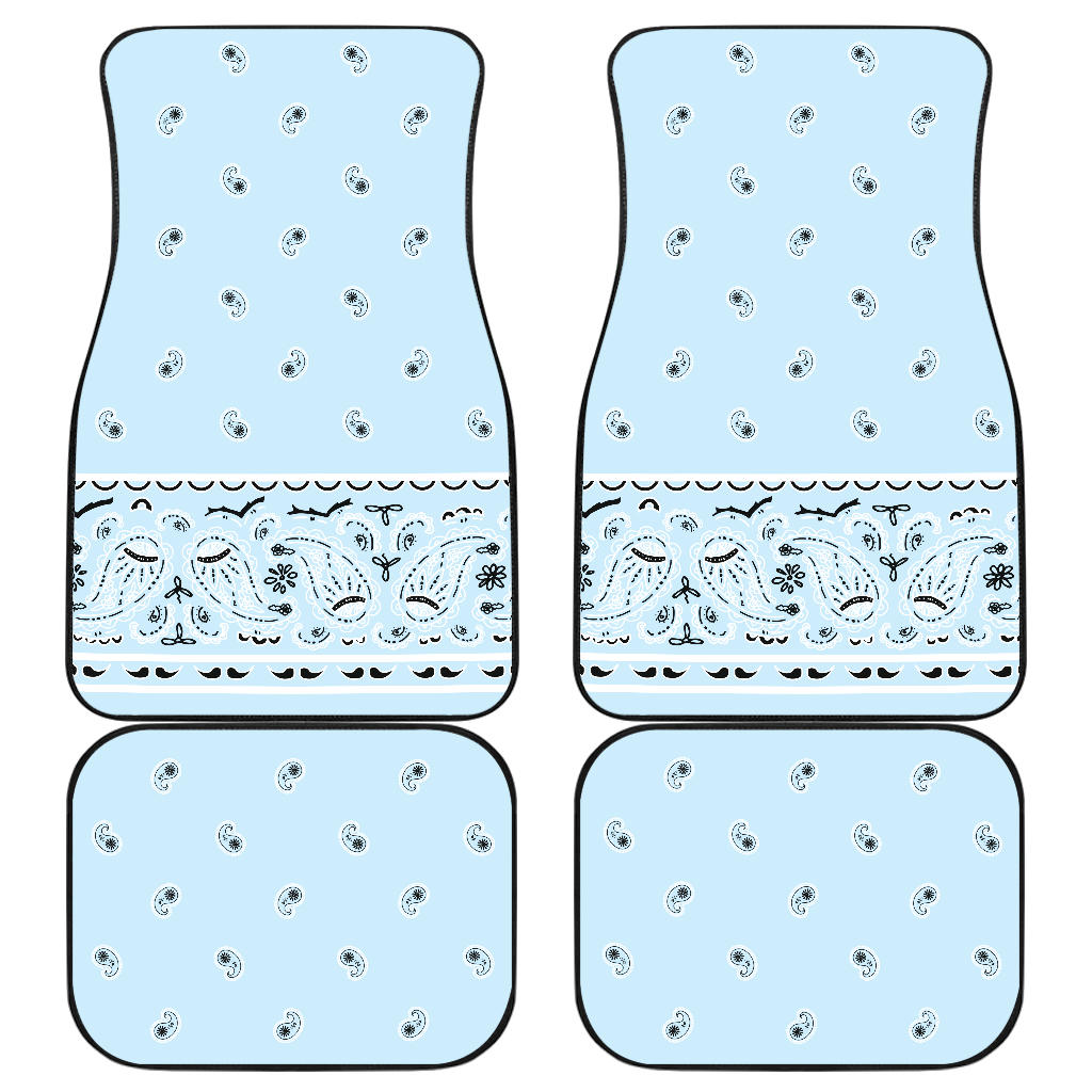 Quad Light Blue Bandana Car Floor Mats - Fancy
