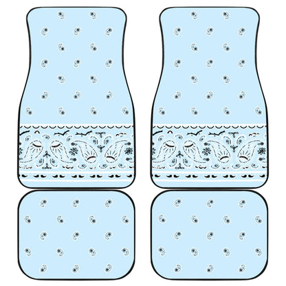 Quad Light Blue Bandana Car Floor Mats - Fancy