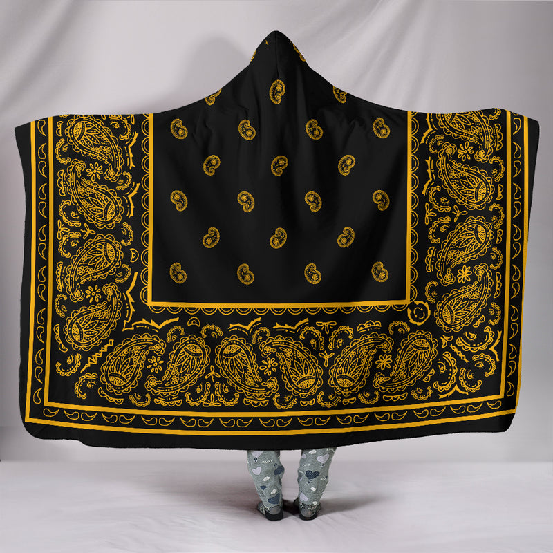 Black Gold Bandana Hooded Blanket