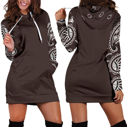 Brown Bandana Hoodie Dress Back