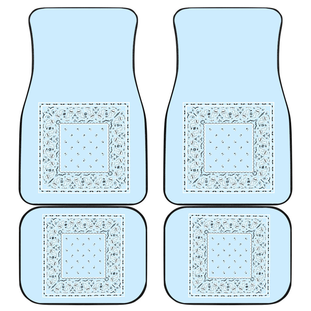 Quad Light Blue Bandana Car Floor Mats - Minimal