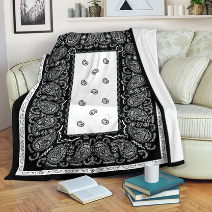 White and Black Bandana Throw Blanket
