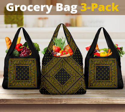 black gold  bandana shopping bag set