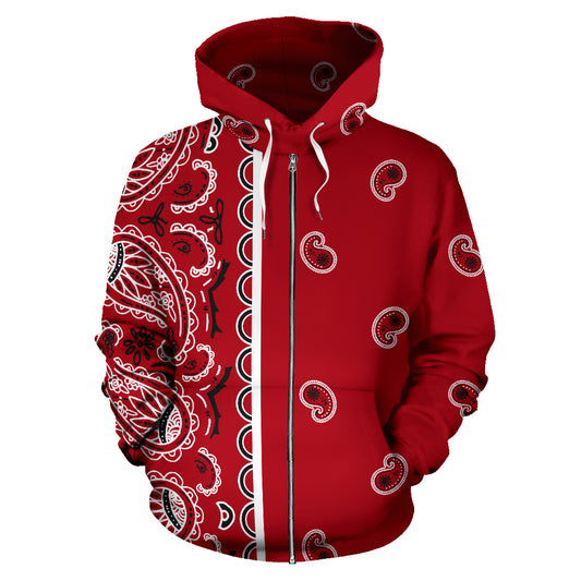 red bandana zip hoodie front view
