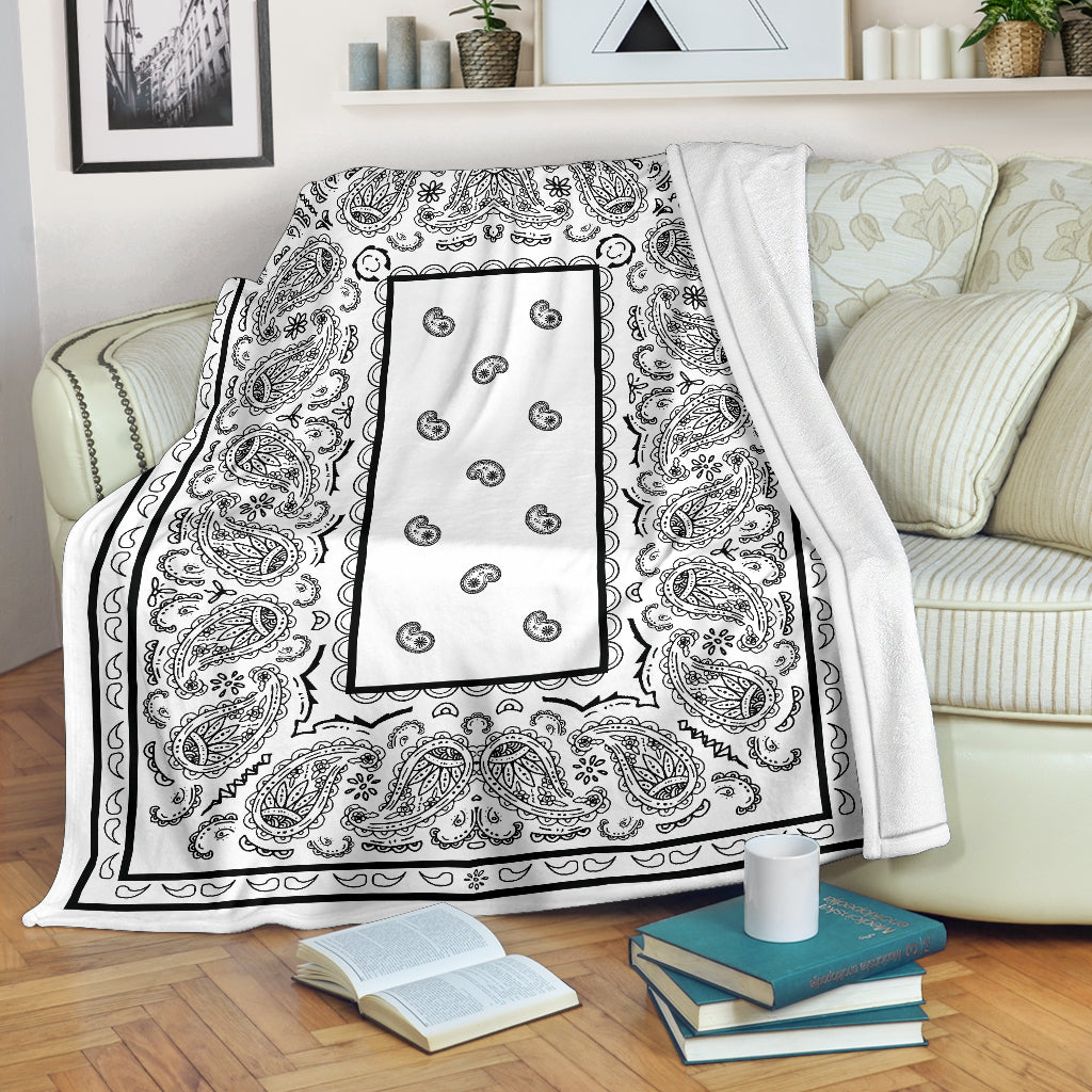 White Bandana Throw Blanket