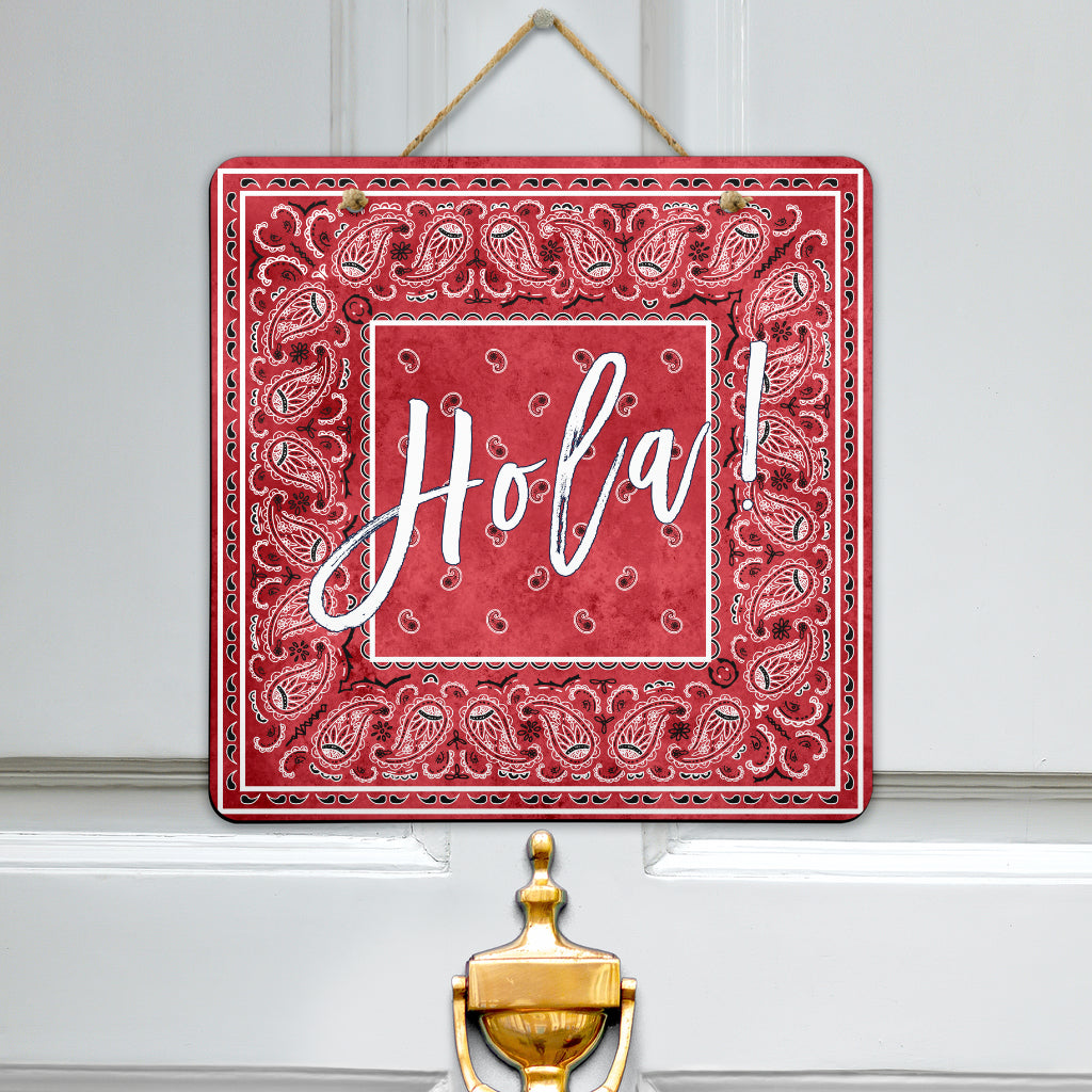 Red Denim Bandana Door Signs