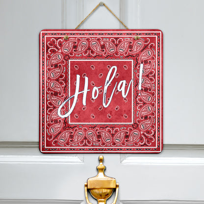 Red Denim Bandana Door Signs