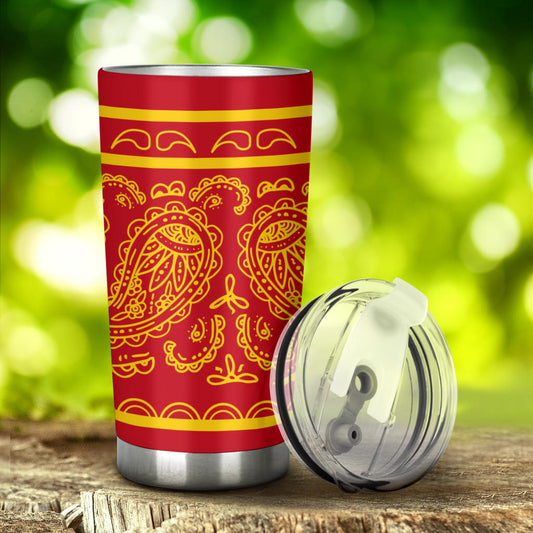 red and gold bandana car cups