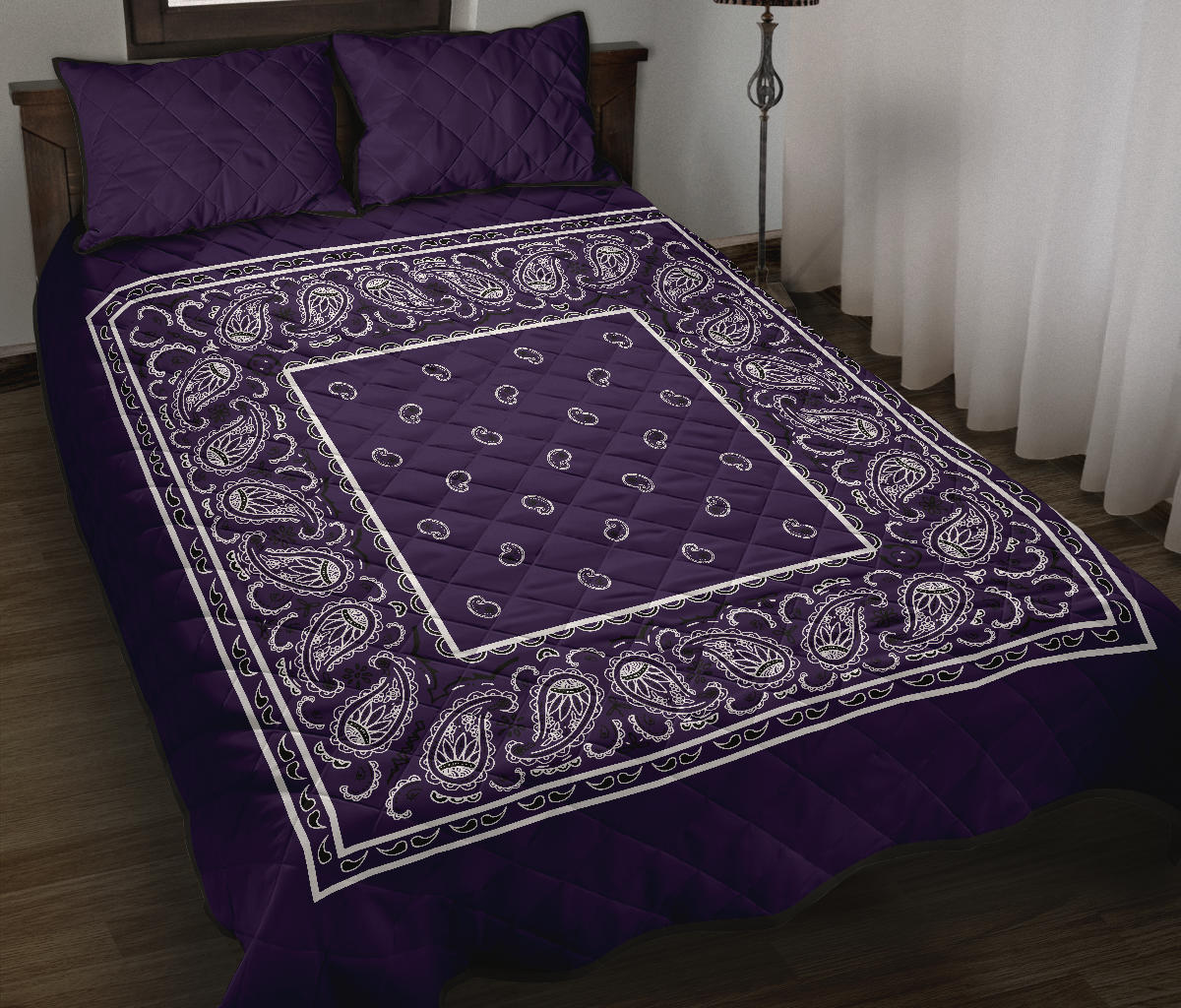 Quilt Set - Royal Purple Bandana Quilt w/Shams