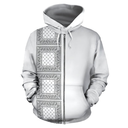 white bandana zip up hoodie front view