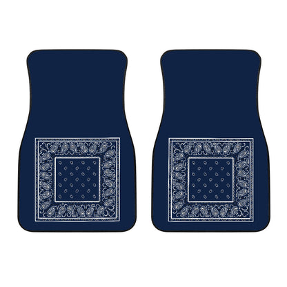 Dual Navy Blue Bandana Car Floor Mats - Minimal