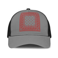 Gray and Red Bandana Simple Mesh Back Cap