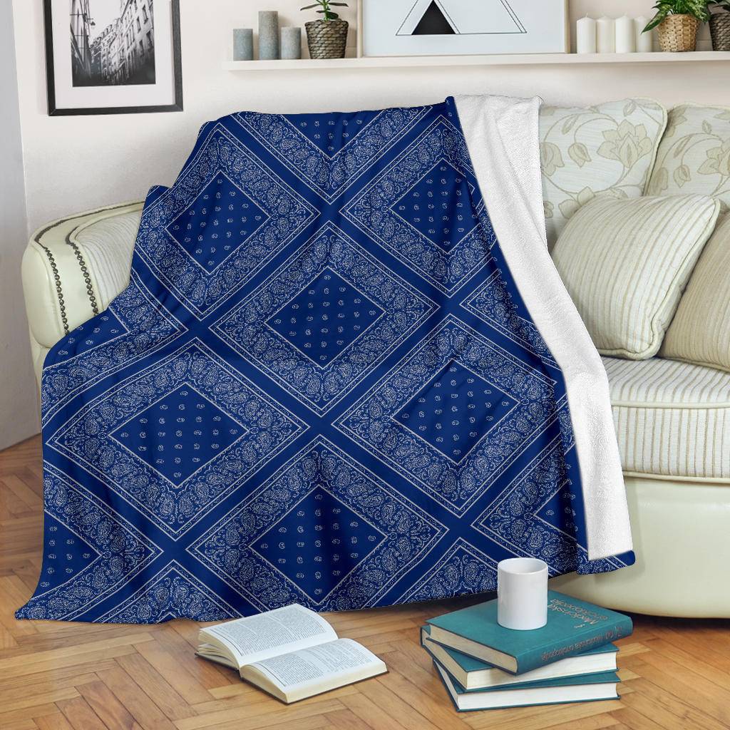 Blue Gray Bandana Diamond Throw Blanket