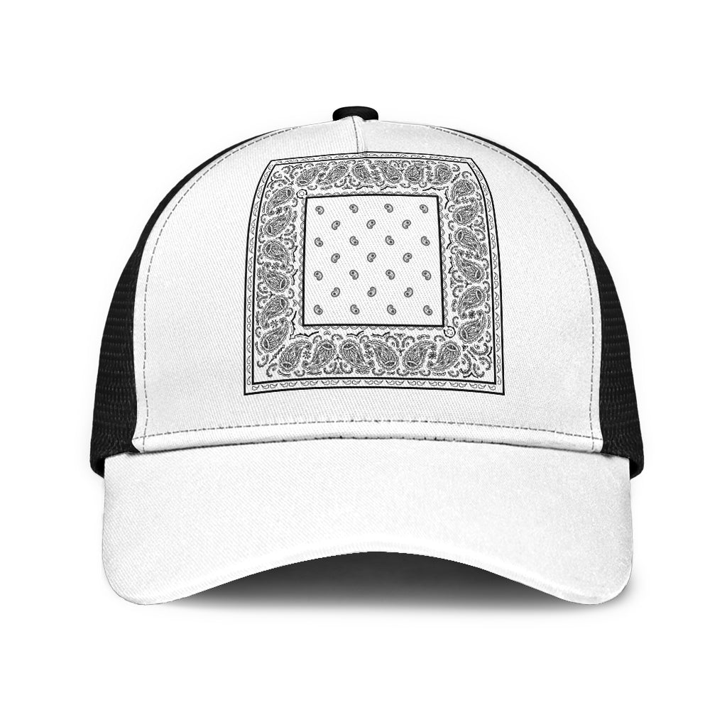 White Bandana Simple Mesh Back Cap