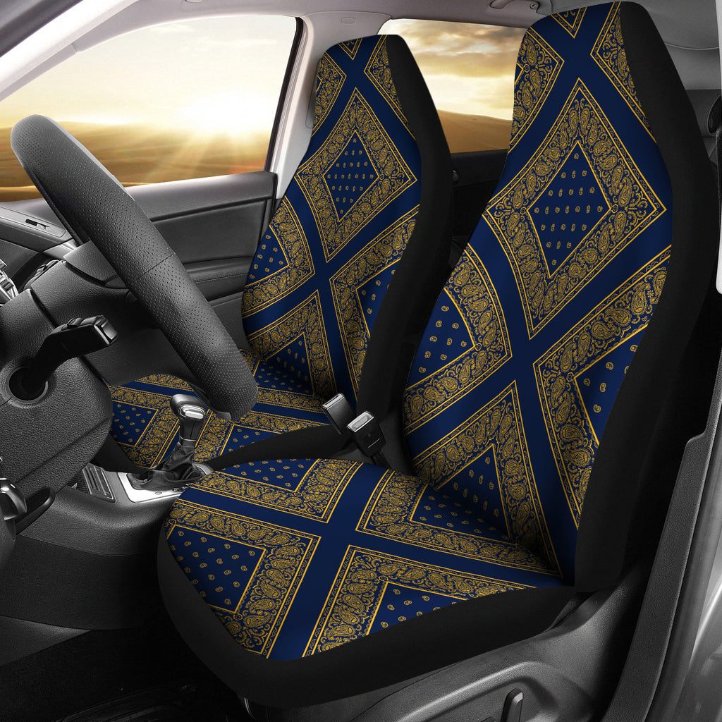 Navy and Gold Bandana Car Seat Covers
