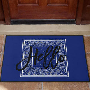 Hello Blue Bandana Welcome Mat