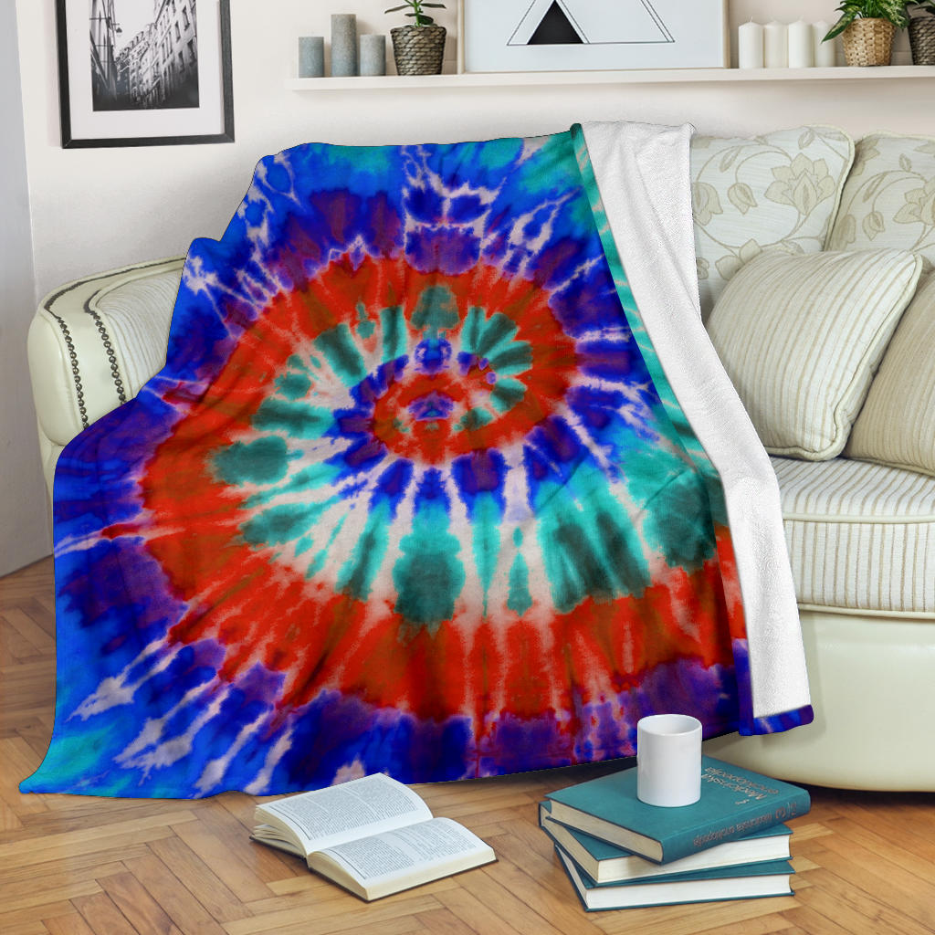 Blue Spiral Tie Dye Fleece Throw
