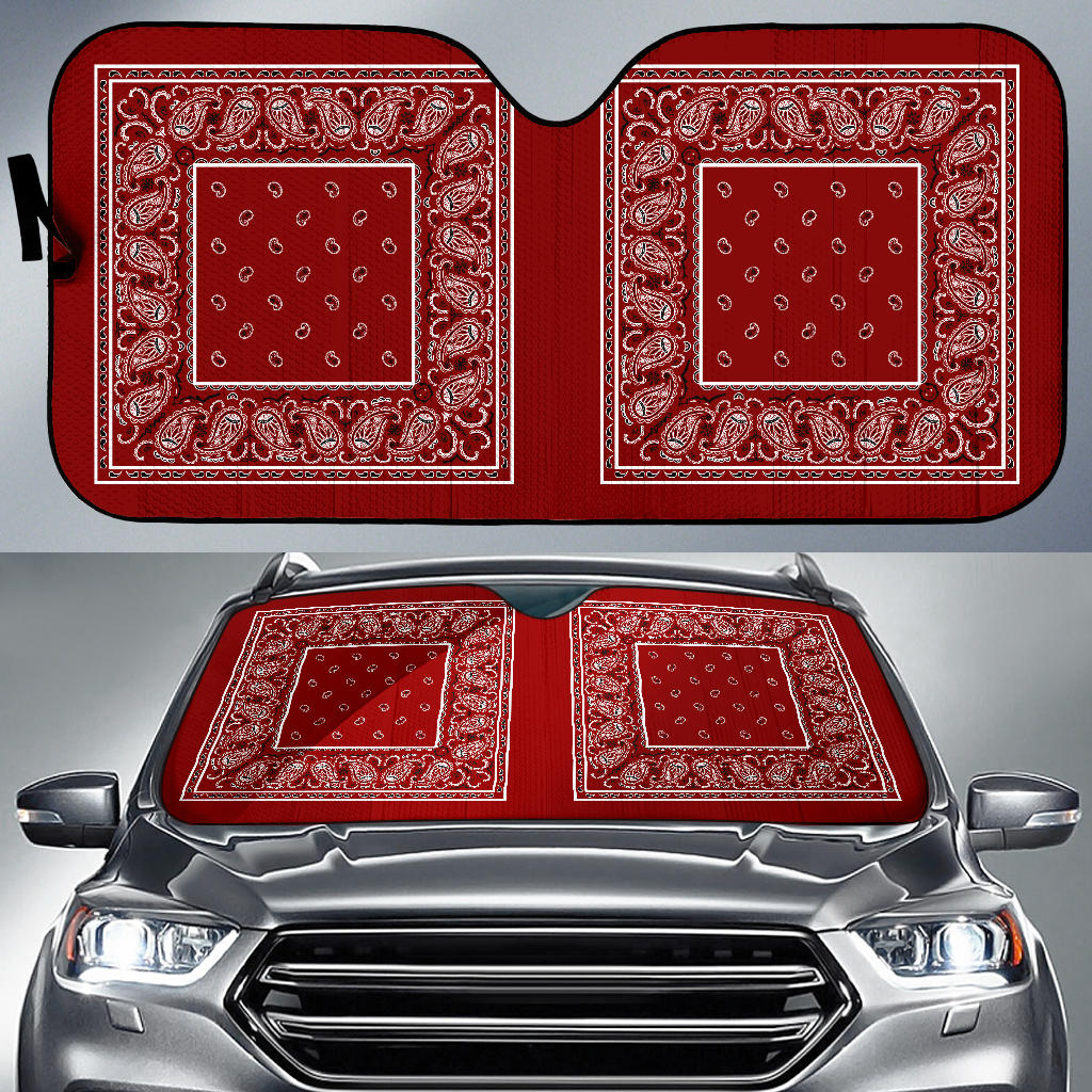 maroon red bandanas muscle car auto shade