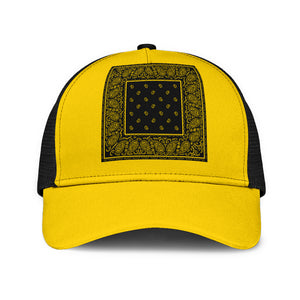 Yellow and Black Bandana Simple Mesh Back Cap